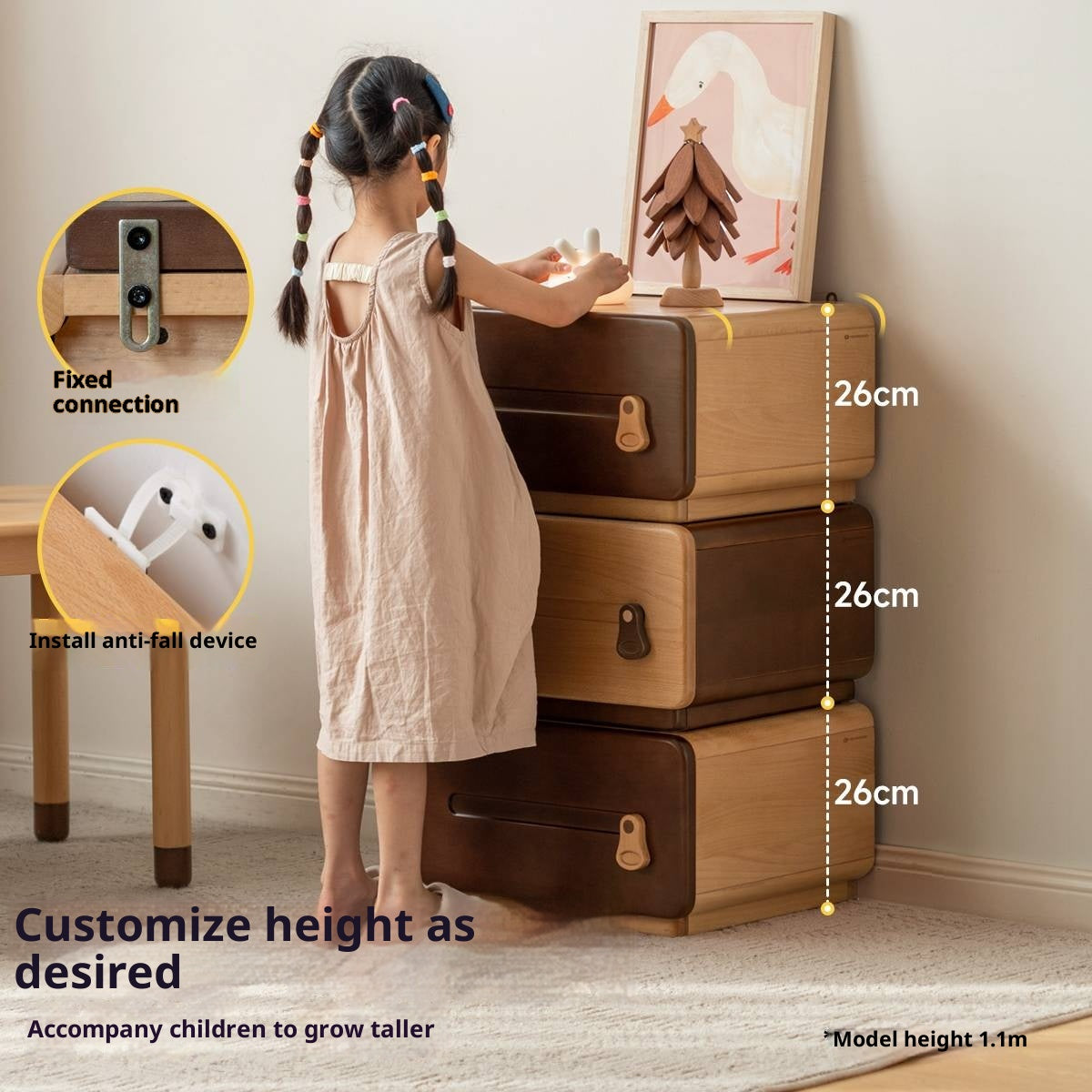 Beech Solid Wood Children's Chest of Drawers