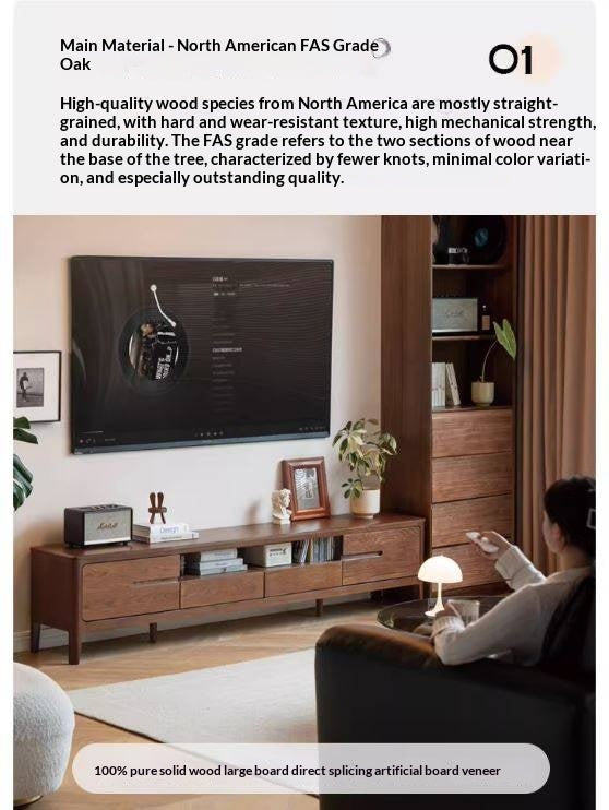 Oak, Solid Rubberwood Nordic Floor TV Cabinet.