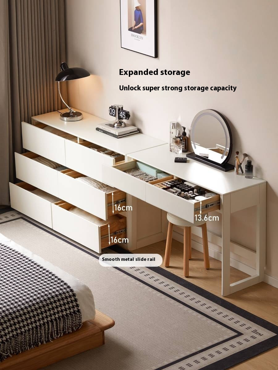 Solid Rubberwood White Cream Wind Dressing Table