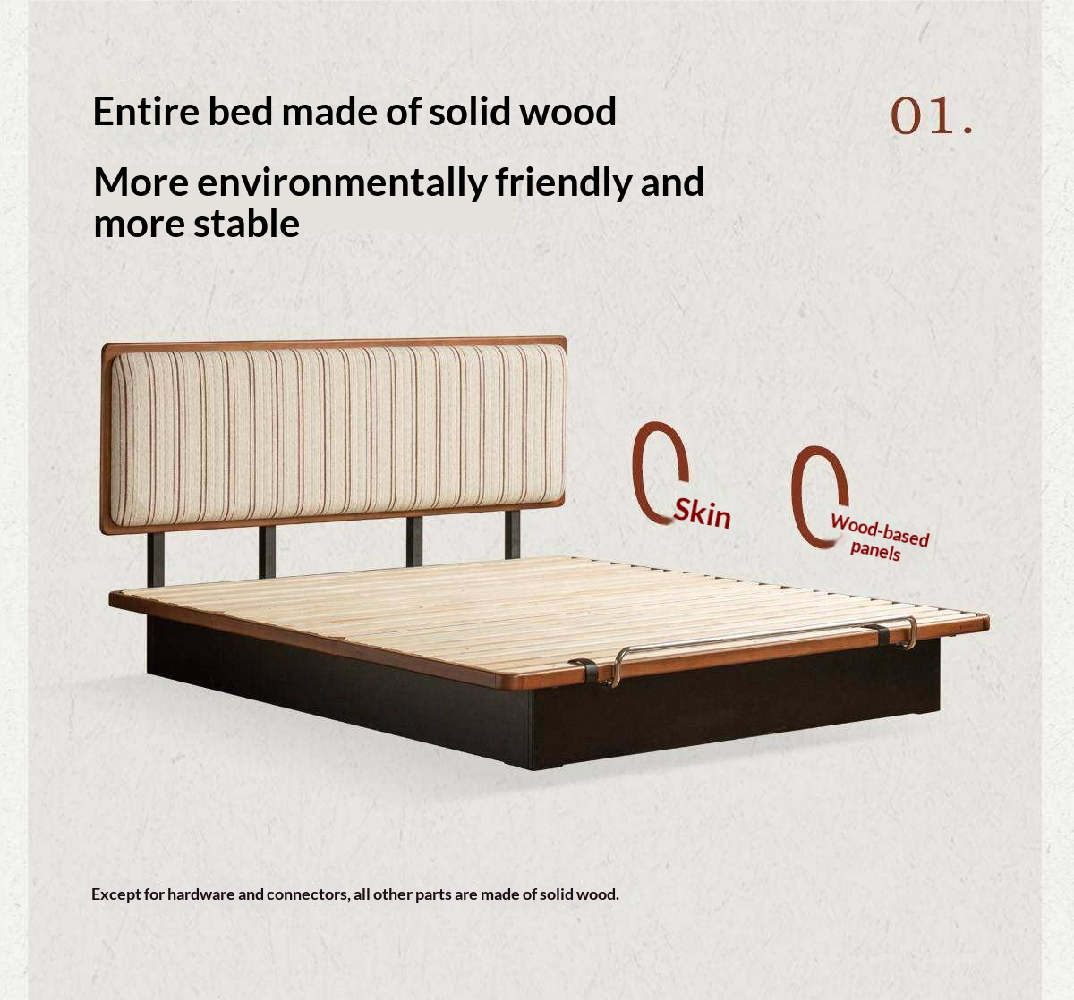 Poplar Solid Wood Channel Tufted Platform Bed with Gas Lift Storage
