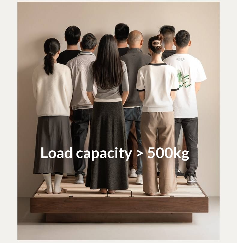 Black Walnut Solid Wood Bed — Italian Light Luxury Suspended Bed