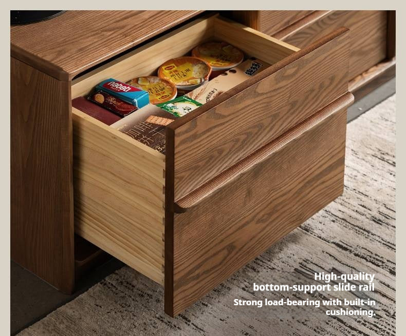 Ash Solid Wood Italian Luxury Floor-Standing TV Cabinet