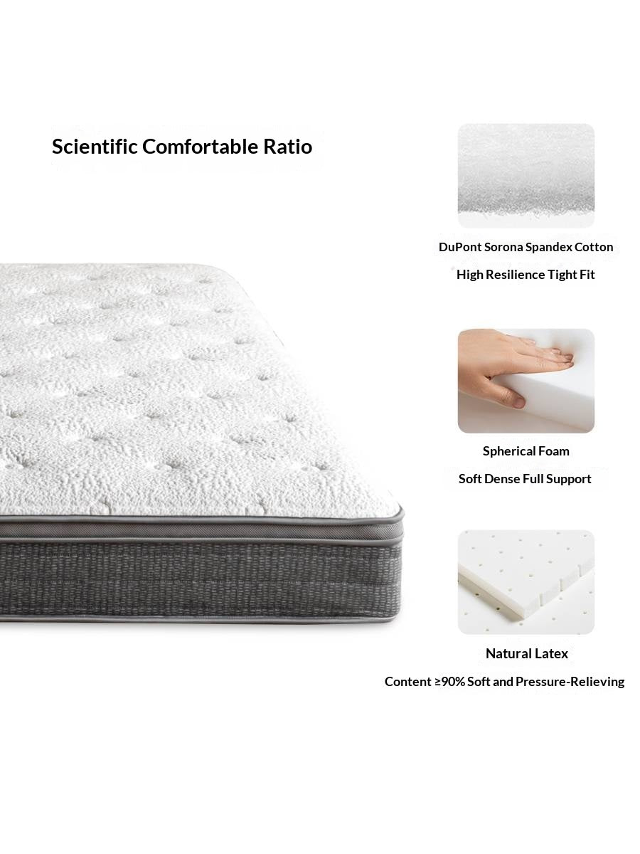 Glue-Free Mattress Made Of Imported Natural Latex, With Air Fiber Filling And Spring Support, A Soft Mattress For Back Protection 24 cm