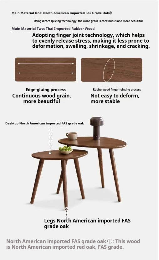 Rubberwood, Oak Solid Wood Walnut Color Side Table