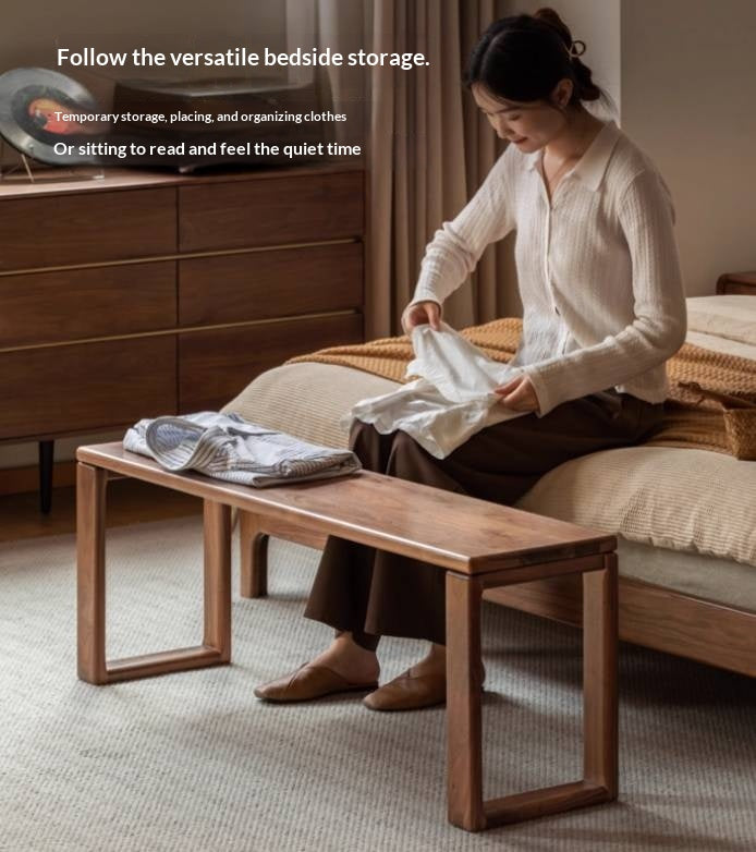 Black Walnut, Oak Solid Wood Long Bench