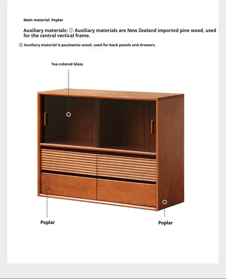 Poplar Solid Wood Vintage Style Study Storage Cabinet