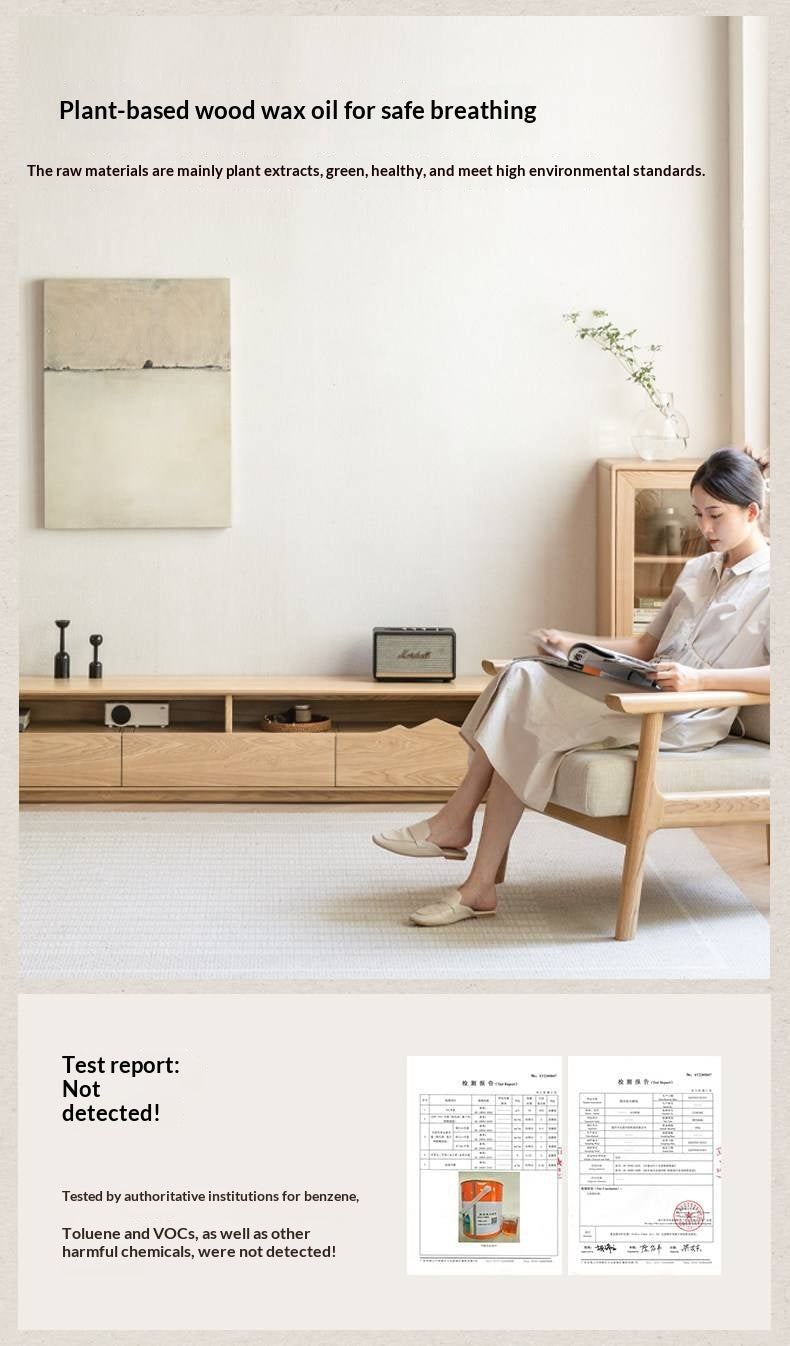 Ash Solid Wood Floor TV Storage Cabinet.