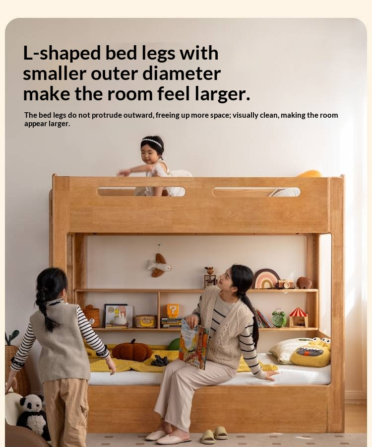 Rubberwood Solid Wood Children's Multifunctional Box Bunk Bed