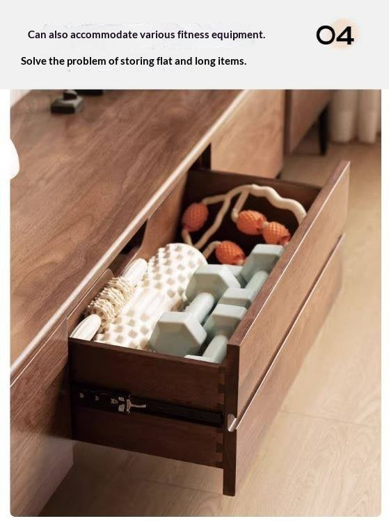 Black Walnut, Solid Sandalwood TV Cabinet Modern Simple.