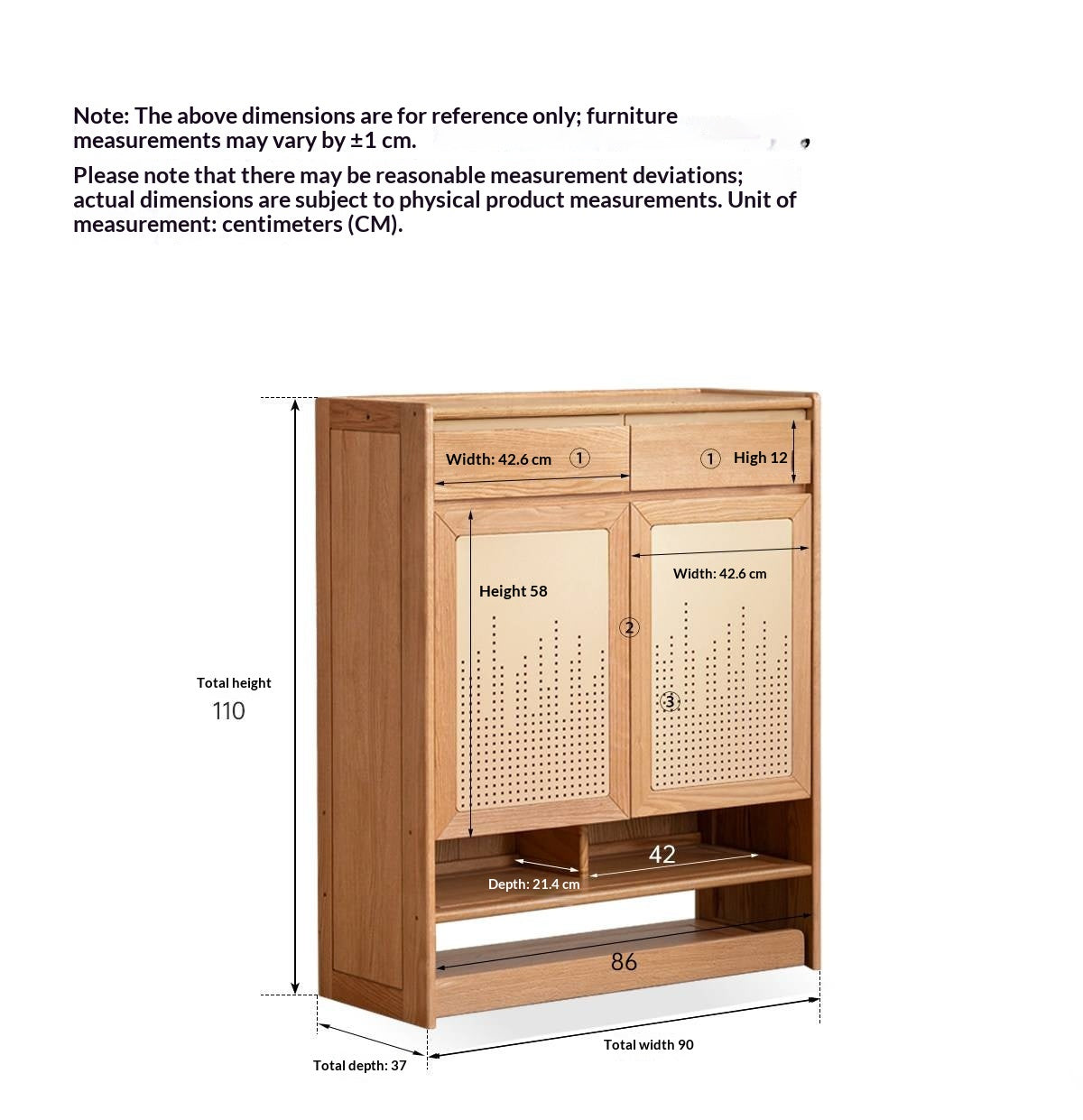 Oak Solid Wood Large Capacity Entryway Shoe Cabinet with Drawers