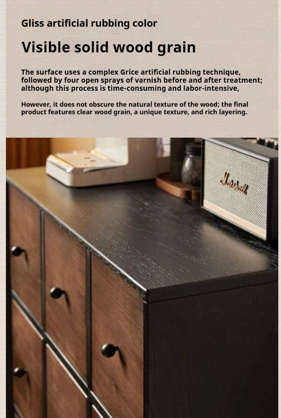 Black Walnut Solid Wood Italian Light Luxury Nine Drawer Drawer Cabinet