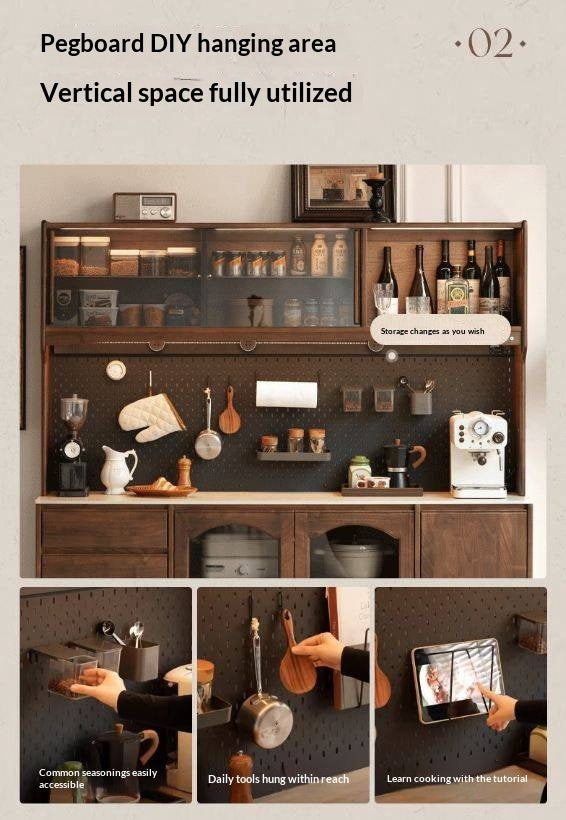 Black Walnut Solid Wood Retro Buffet Cabinet, Sideboard