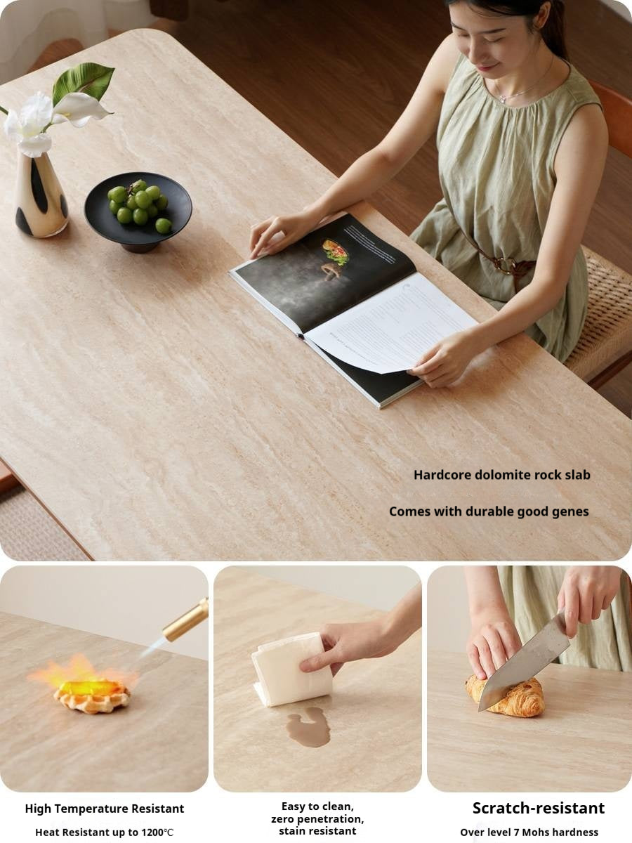 Tulipwood Solid Wood Antique Style Rock Board Dining Table