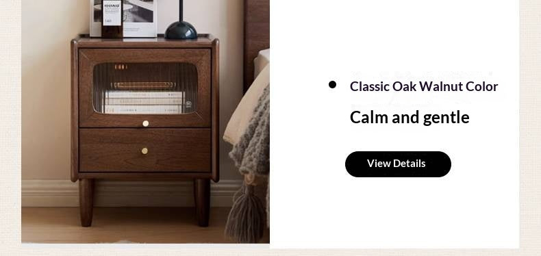 Solid Rubberwood Modern Cream Style Nightstand