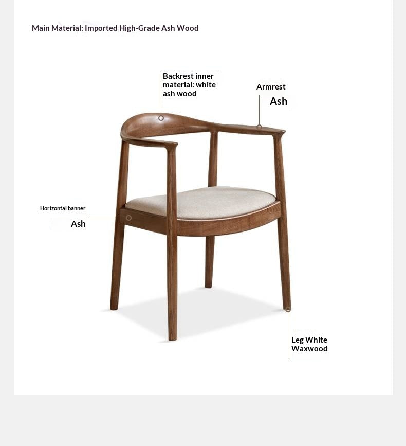 Ash Solid Wood Nordic Style Presidential Chair