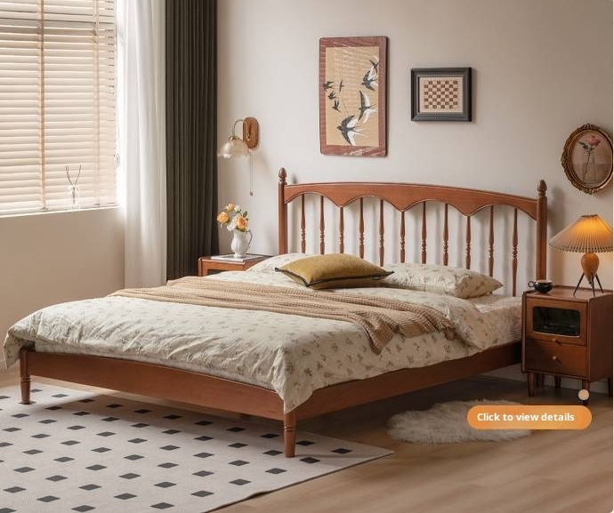 Poplar Solid Wood Windsor Bed, Retro Vintage Style