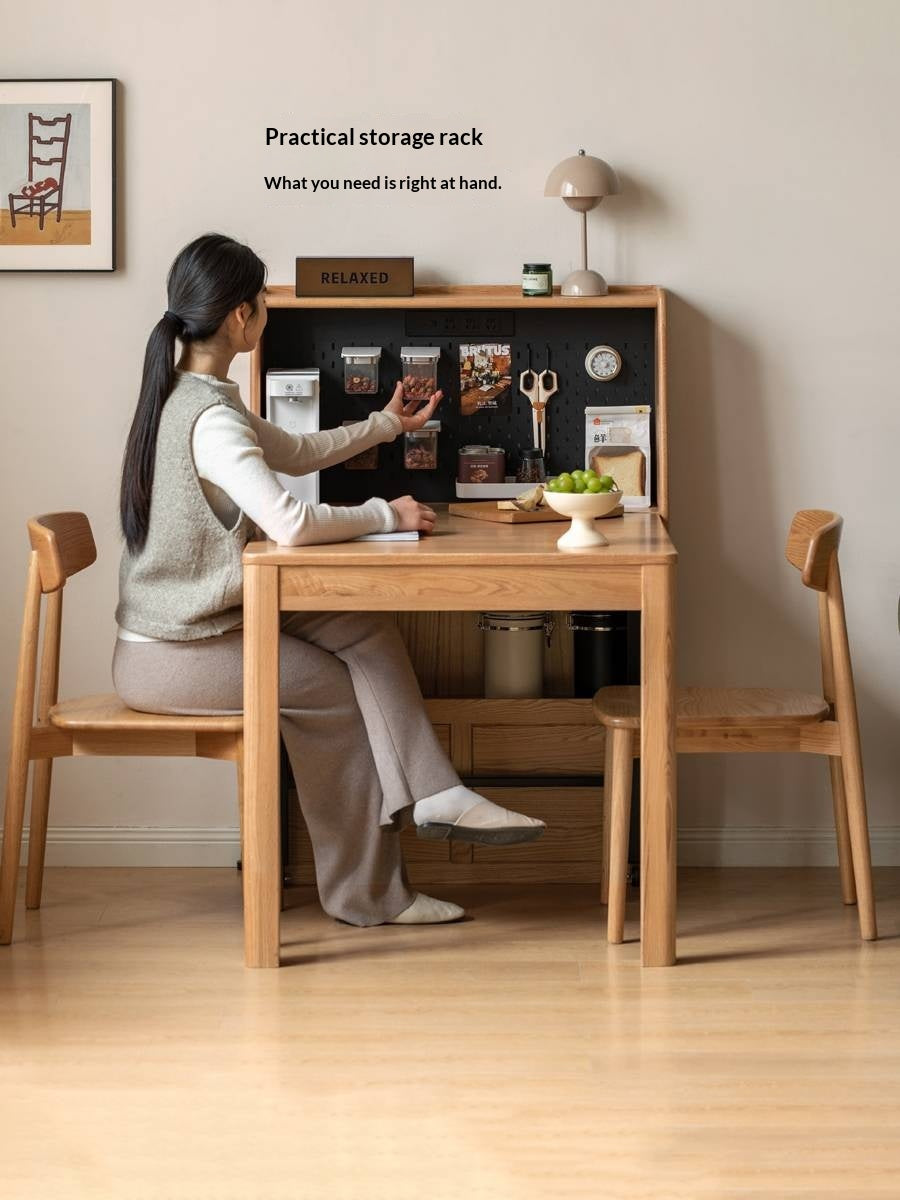 Oak Solid Wood Modern Minimalist Extendable Dining Table