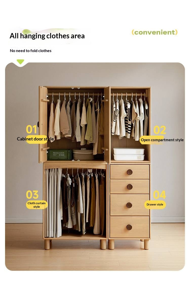 Solid Rubberwood Children's Wardrobe