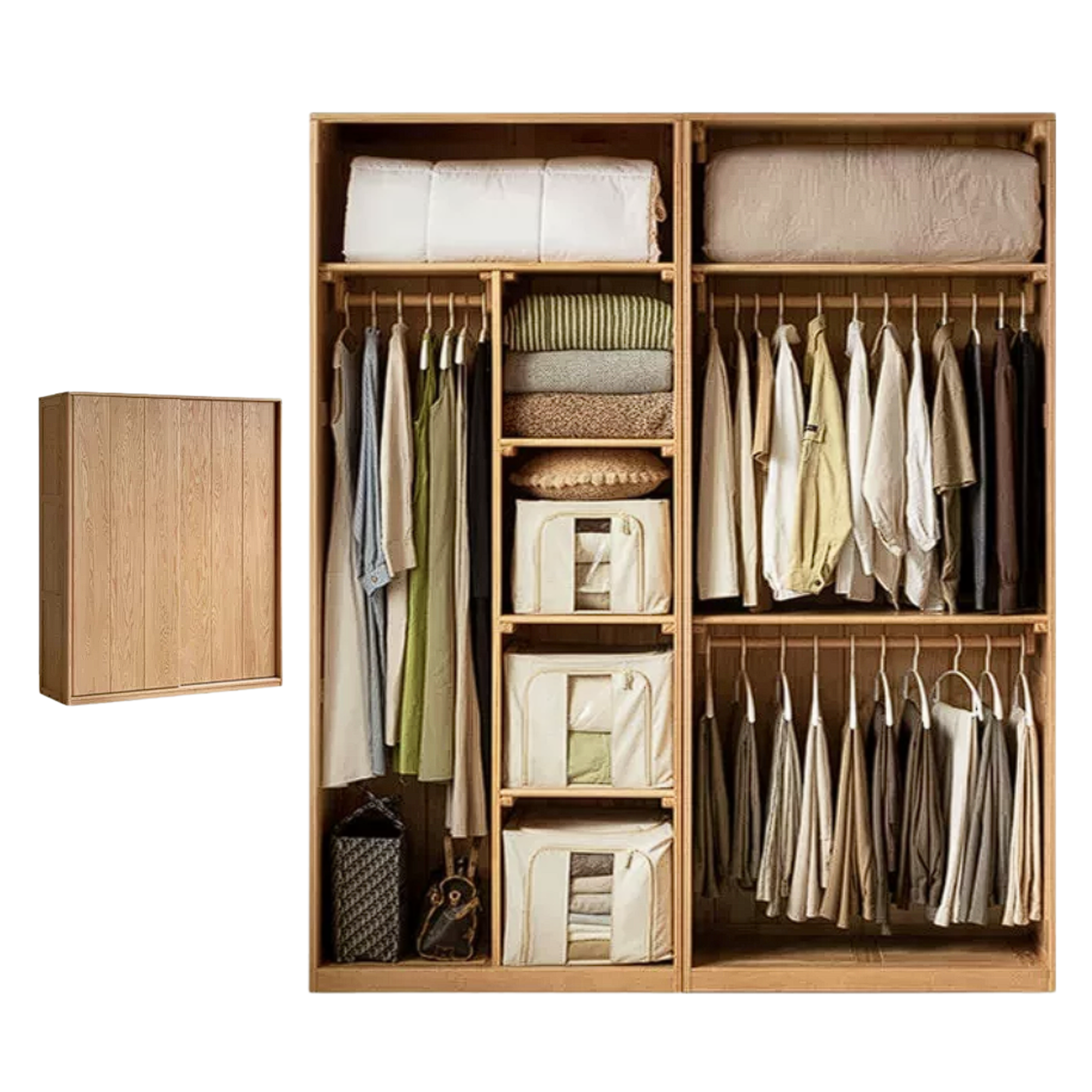 Oak Solid Wood Sliding Door Wardrobe
