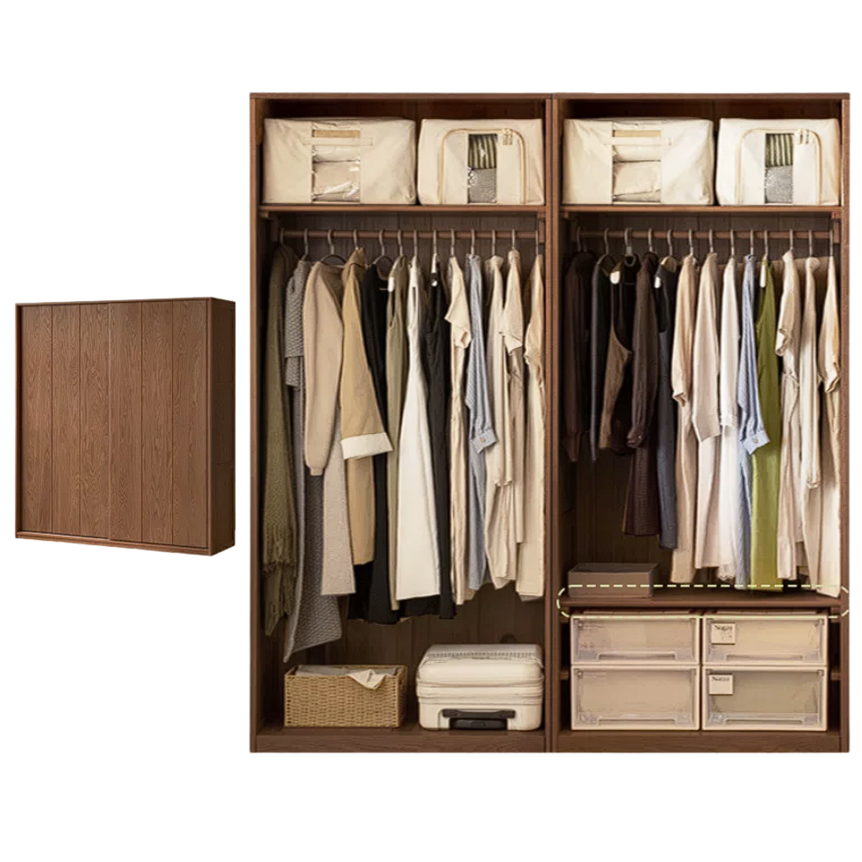 Oak Solid Wood Sliding Door Wardrobe.