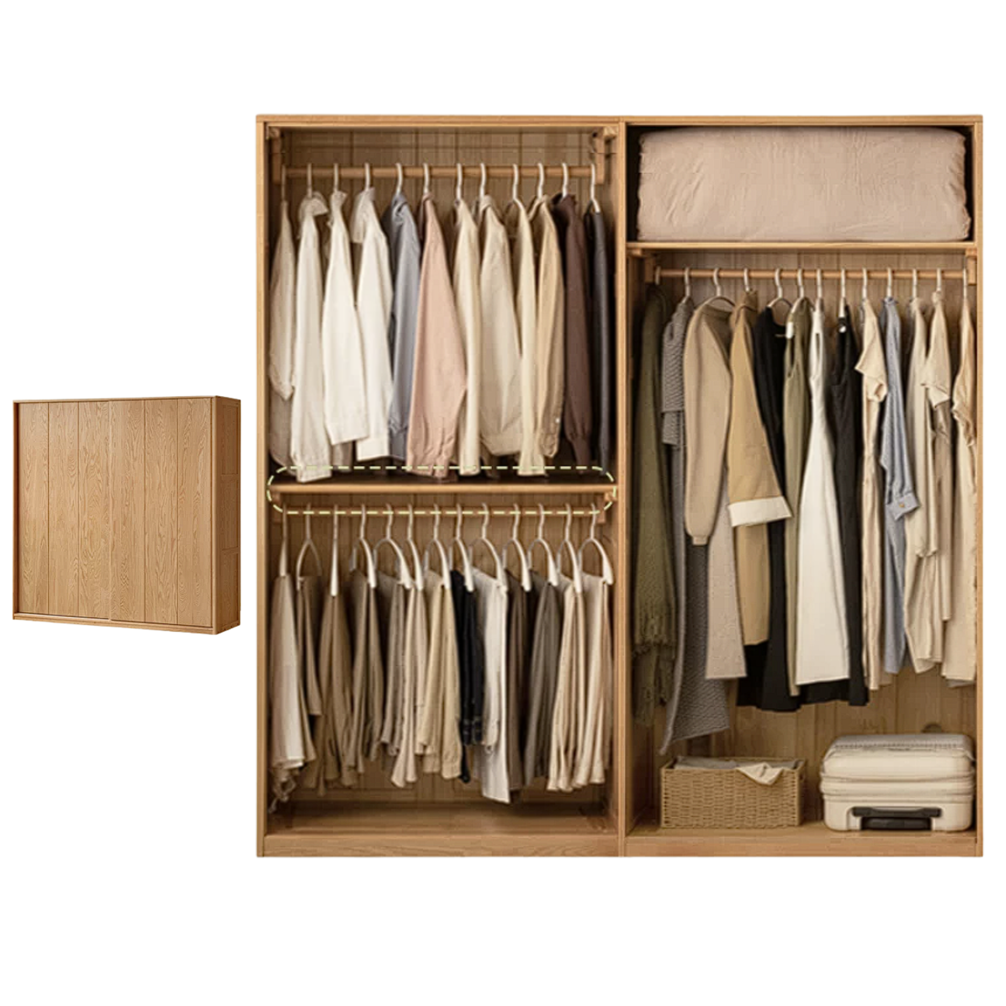 Cherry Wood Sliding Door Retro Wardrobe