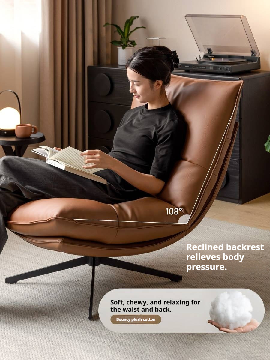 Italian Modern Swivel Lounge Chair with Upholstered Cushion eco leather