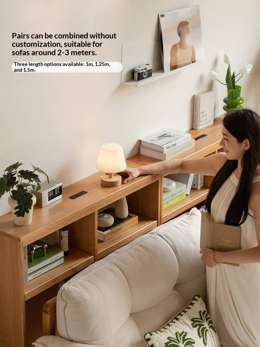 Solid RubberWood Sofa Back Console Table with Open Storage Shelves