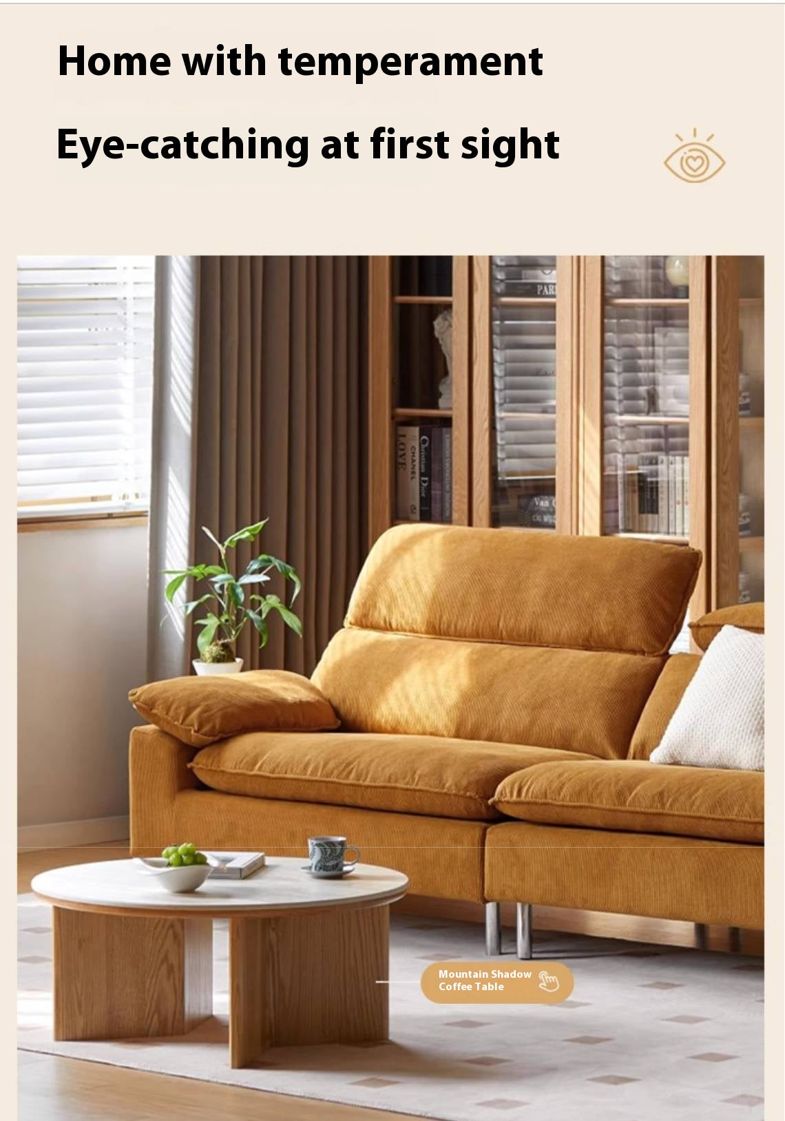 High-Back Corduroy Fabric Sofa with Removable Cover