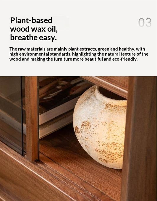 Oak Solid Wood Side Cabinet with Skeleton Line