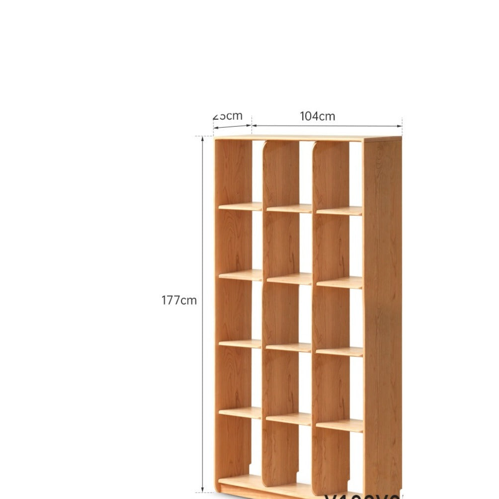 Cherry solid wood bookcase floor display free lattice combination<