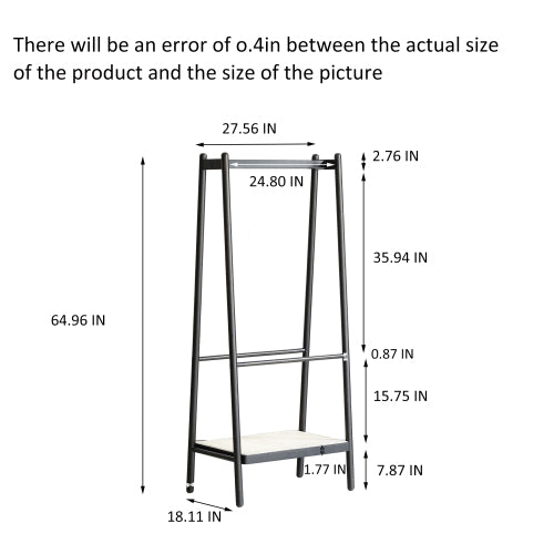 Oak Solid Wood black Сlothes Hanger Rack