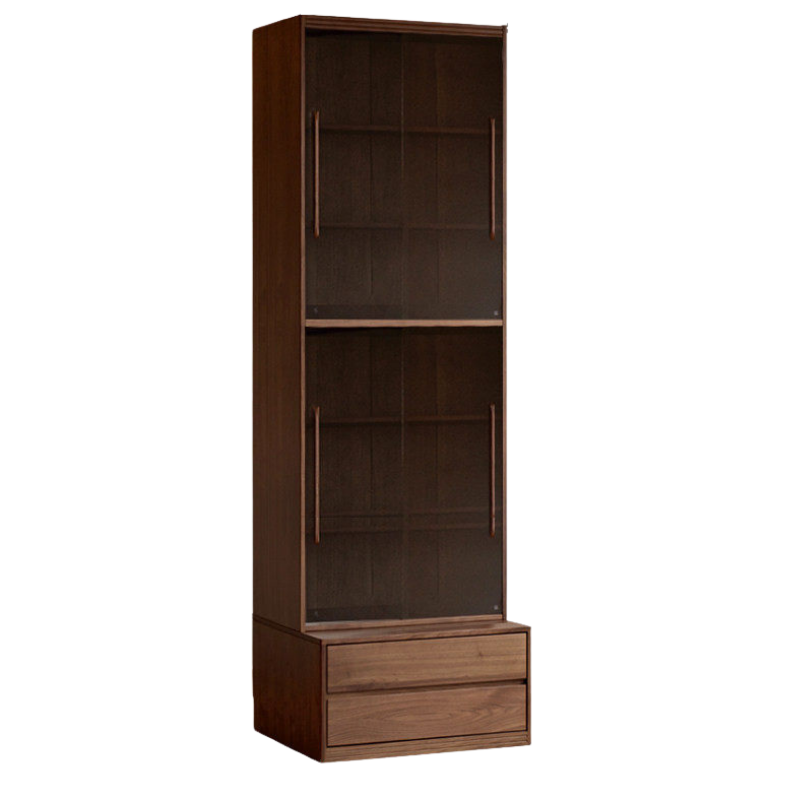 Black Walnut, Sandalwood Solid Wood Light Luxury Combined Bookshelf With Seat