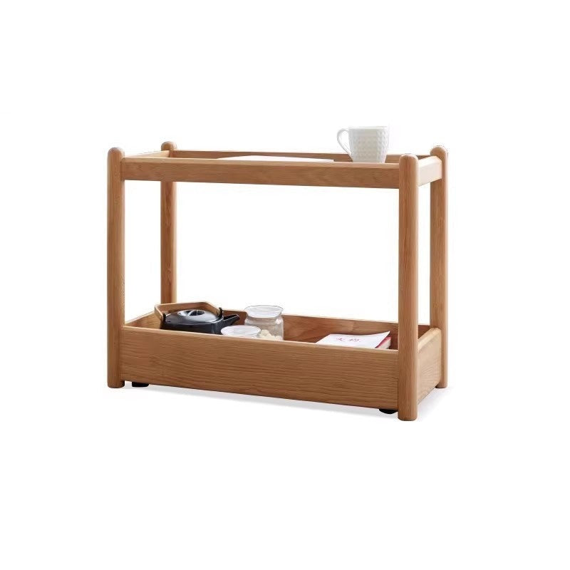 Oak Solid Wood Mobile storage side table-