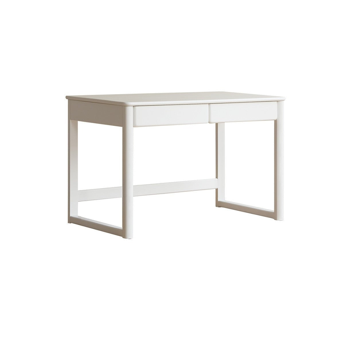 Poplar solid wood study table writing desk white cream"