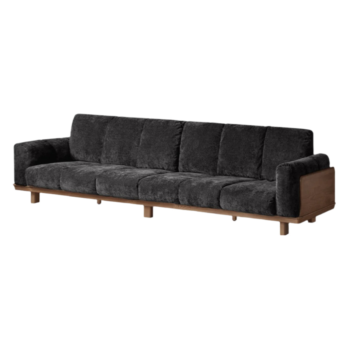 Black Walnut, Ash Solid Wood Modern Down Straight Sofa