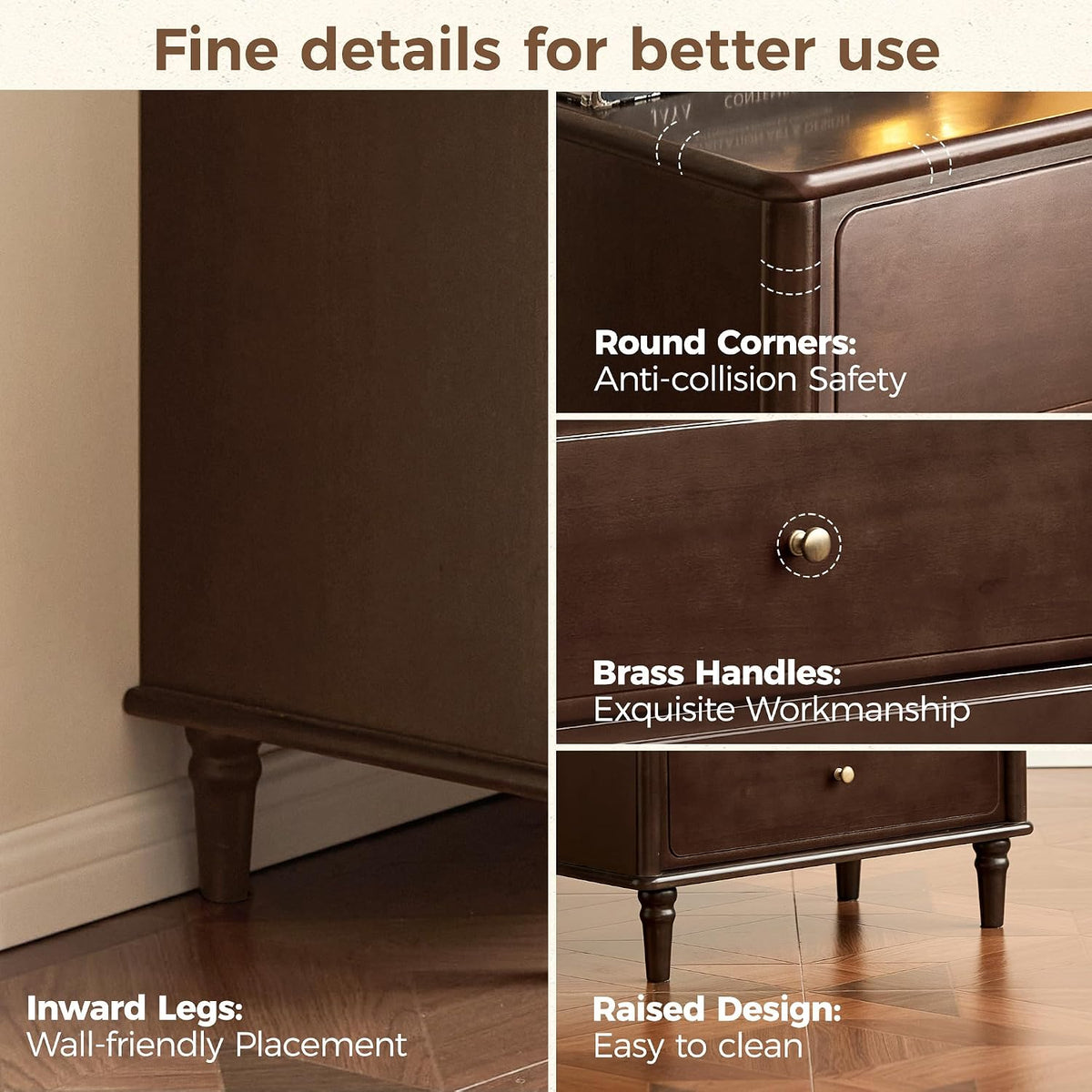 Poplar Solid Wood Traditional Dresser with Brass Knobs and Turned Spindle Legs