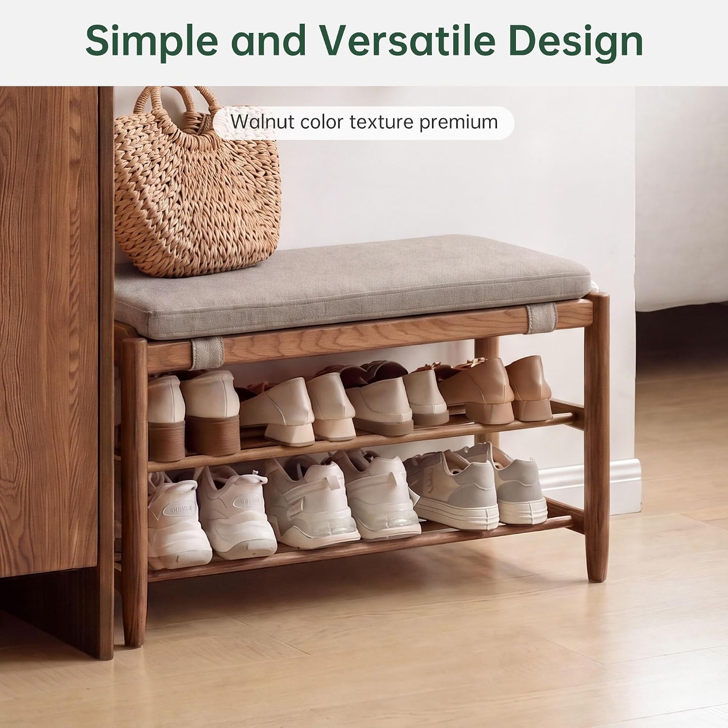 Beech, Oak Solid Wood Shoe Storage Bench