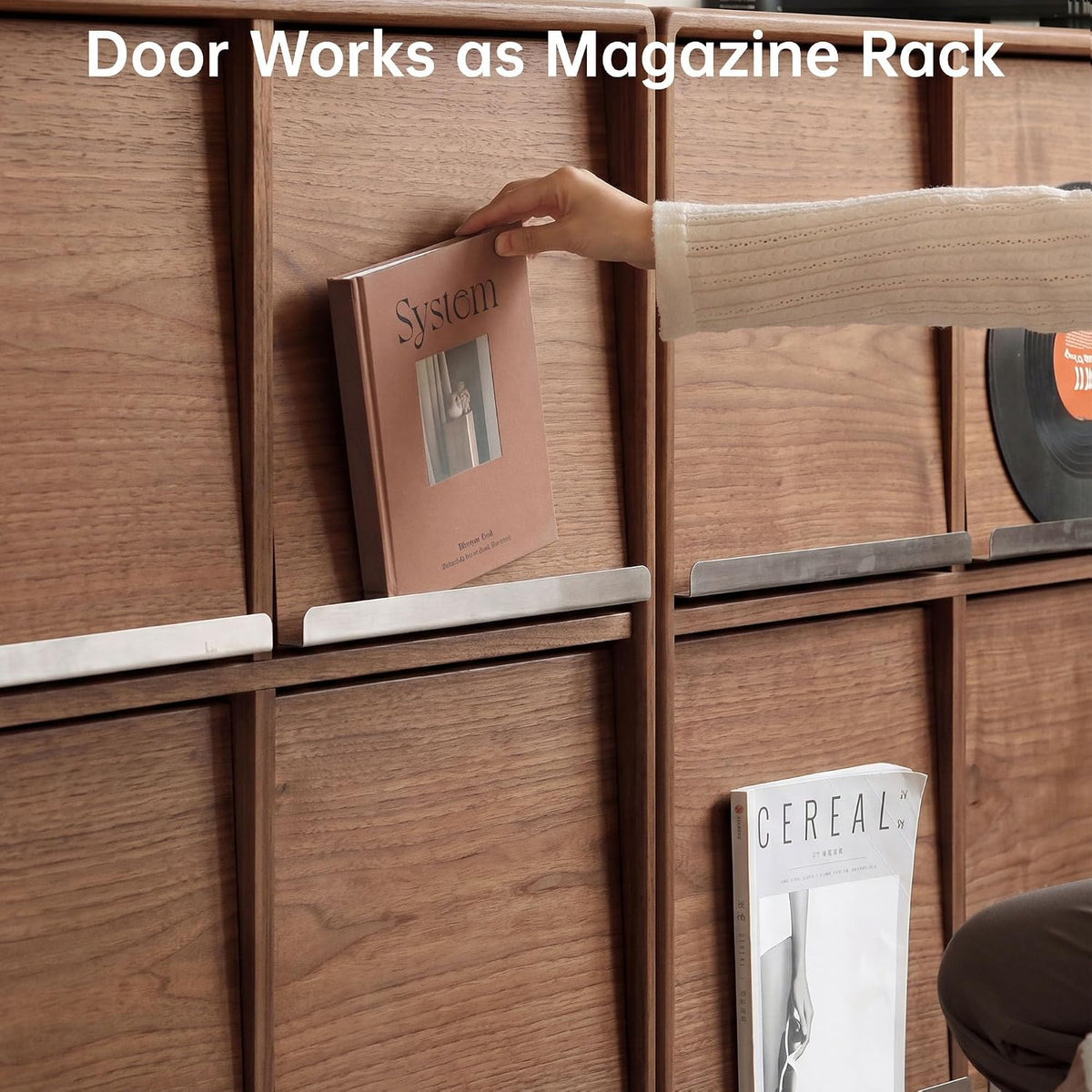 Oak Solid Wood Modular Grid Cabinet with Flip Doors
