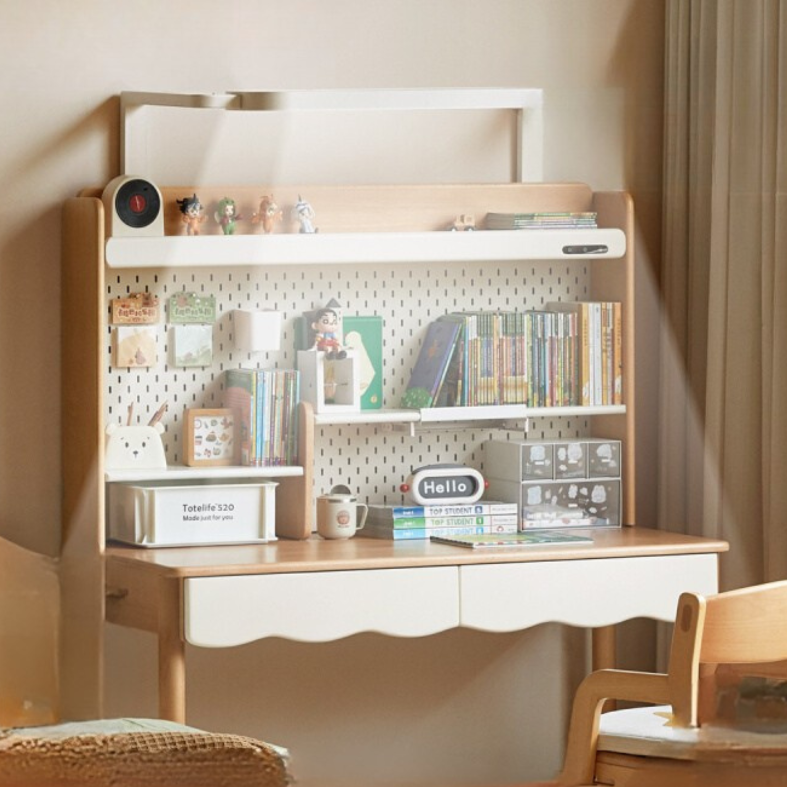 Beech Solid Wood Children's Desk Adjustable Writing Desk