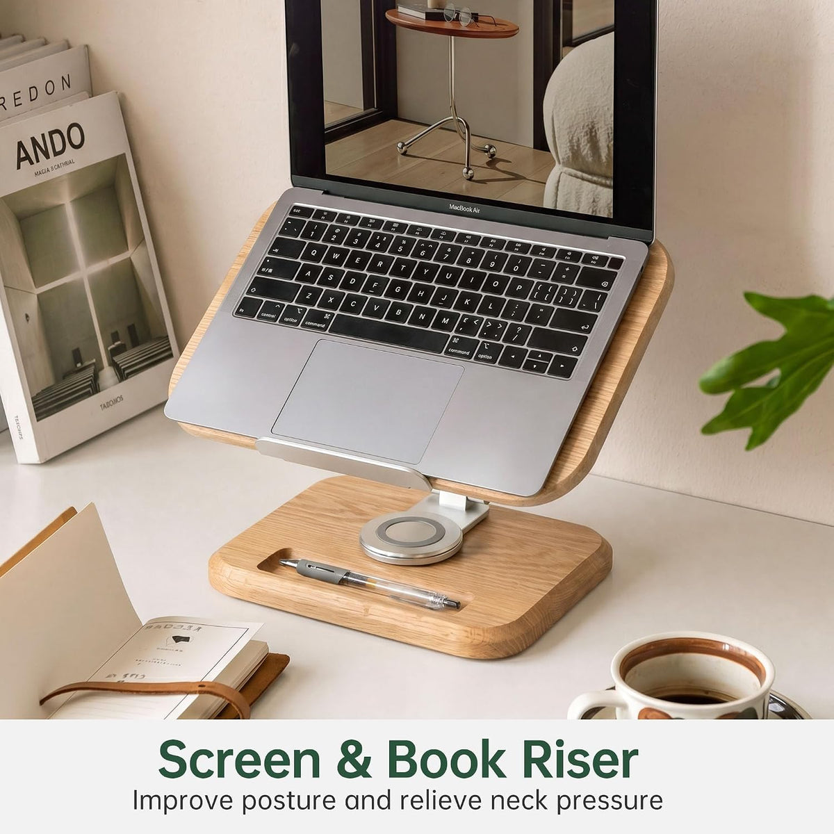 Oak, Black Walnut Solid Wood Book Holder Desktop Organizer