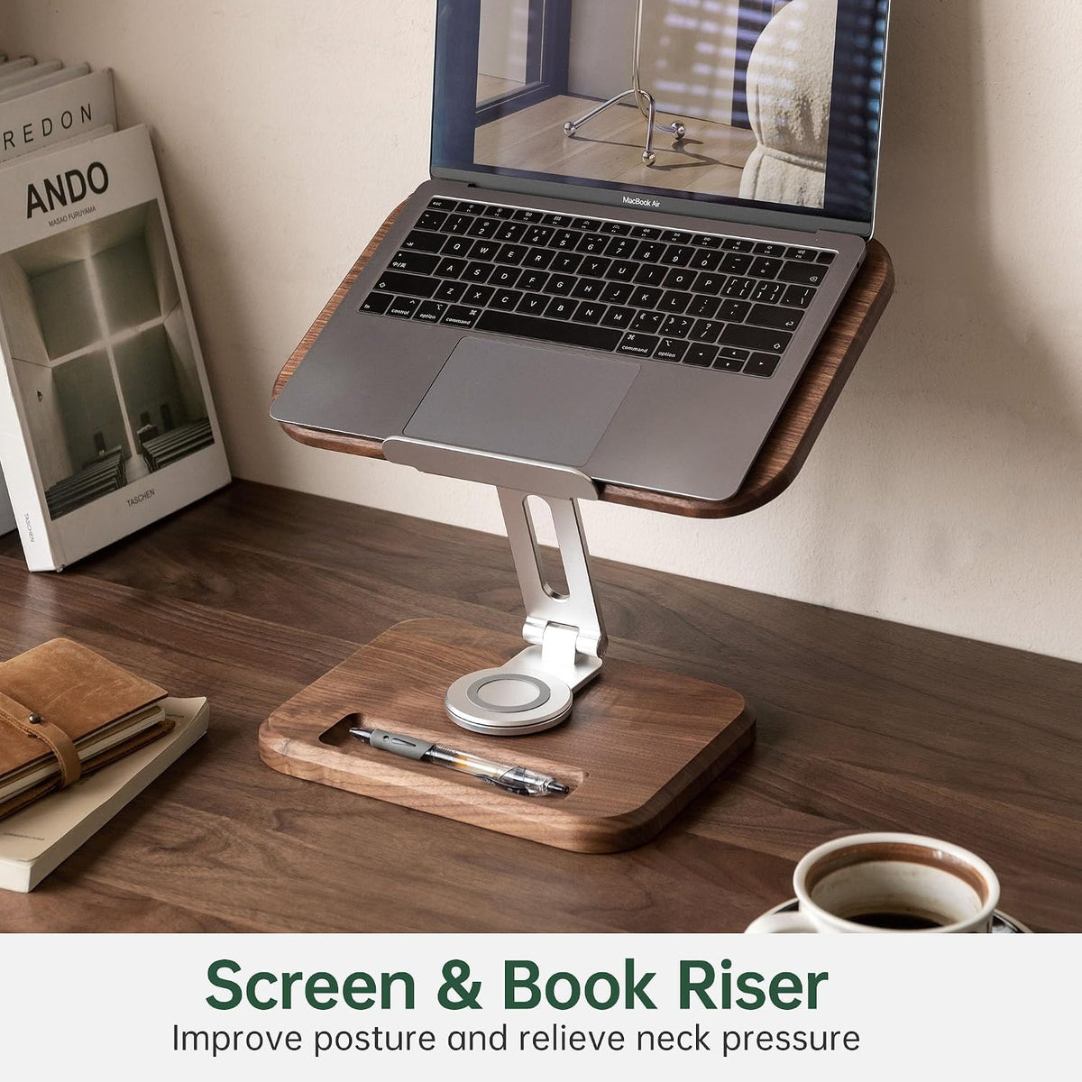 Oak, Black Walnut Solid Wood Book Holder Desktop Organizer