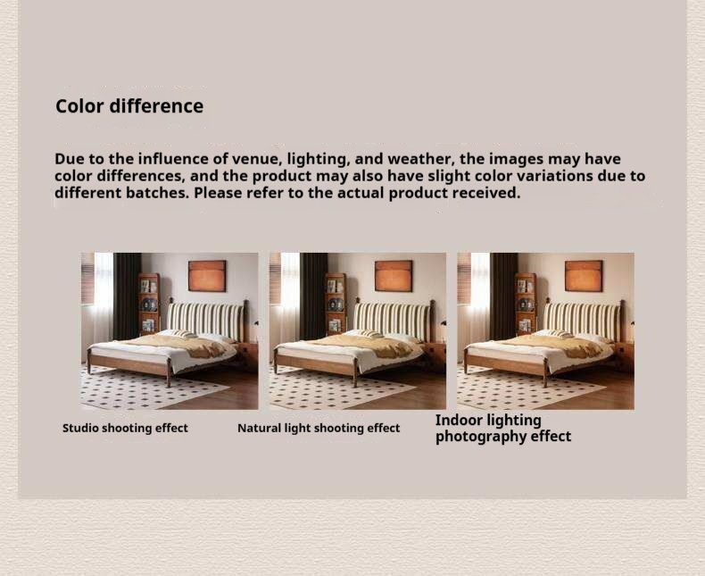 Black Walnut Solid Wood Striped Upholstered Panel Bed