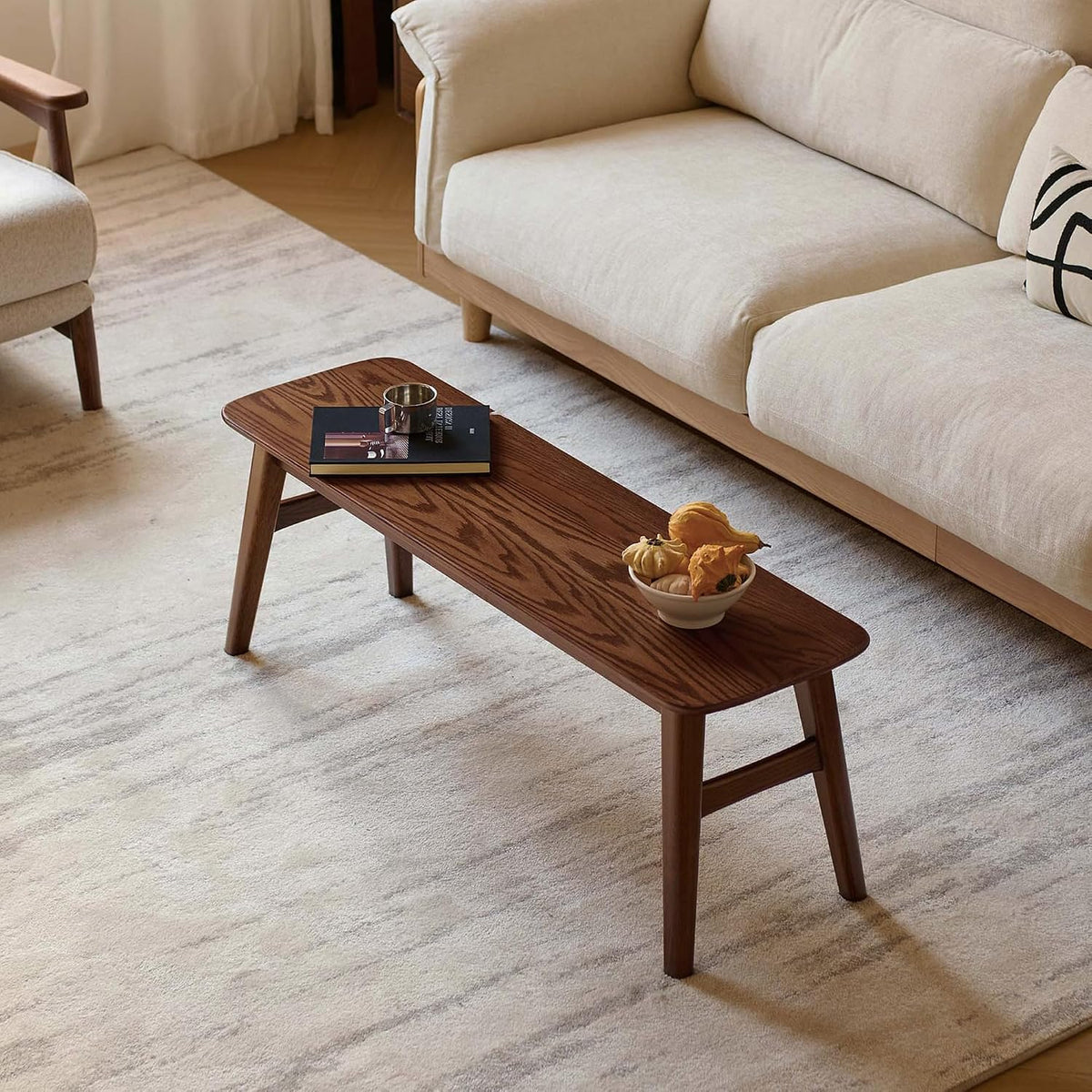 Oak Solid Wood Modern Long Bench