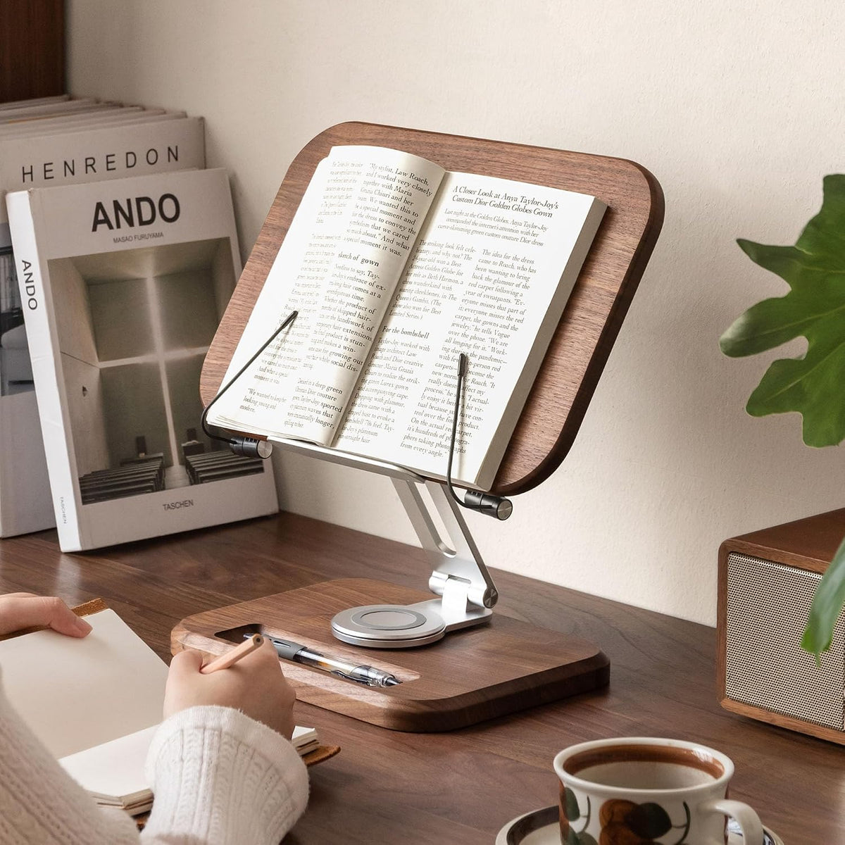Oak, Black Walnut Solid Wood Book Holder Desktop Organizer