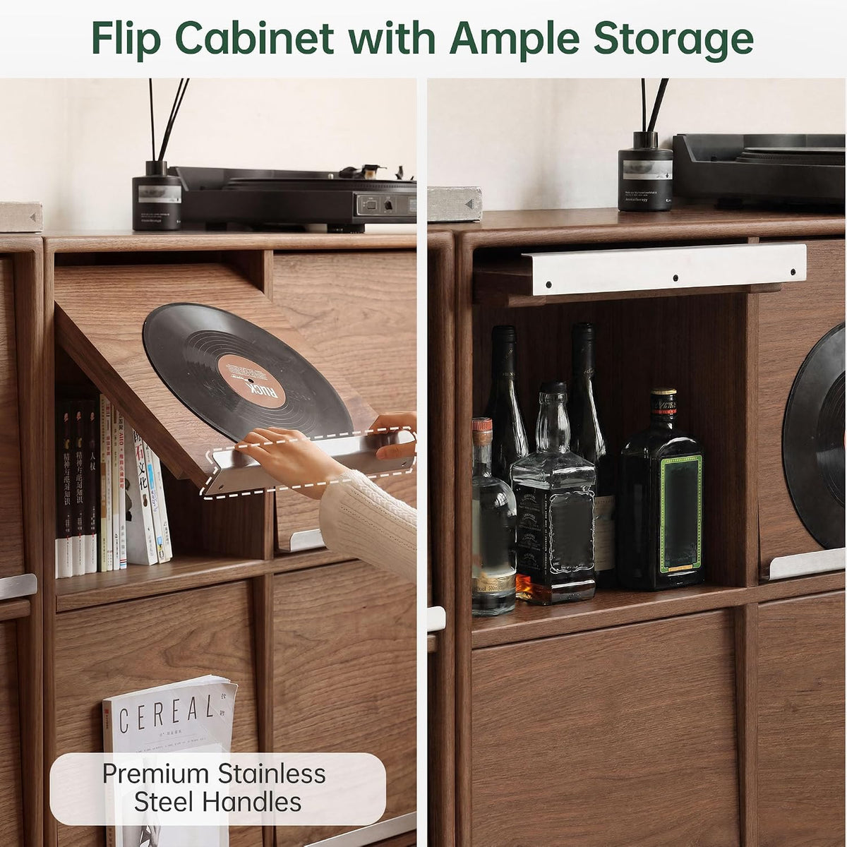 Oak Solid Wood Modular Grid Cabinet with Flip Doors