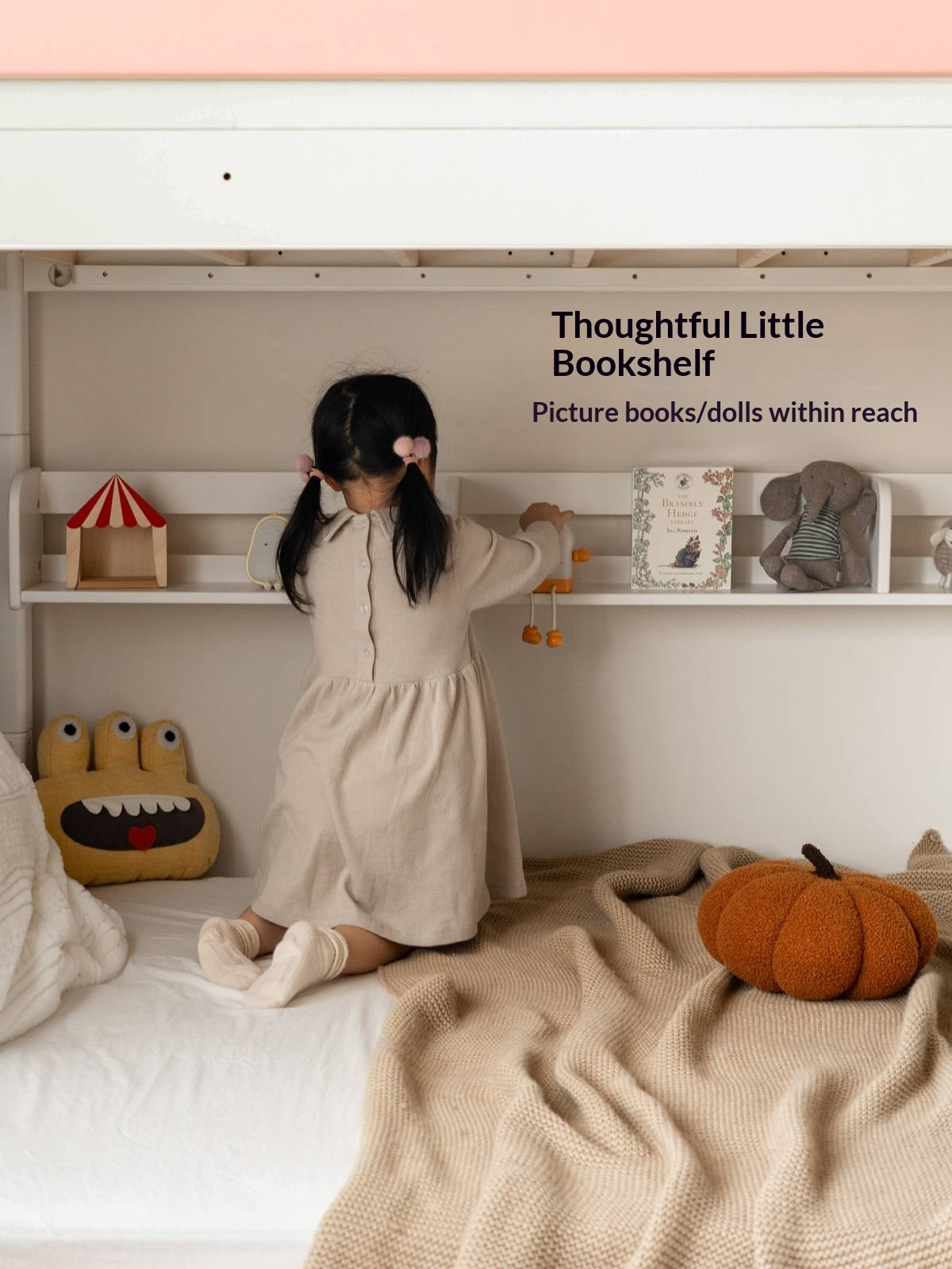 Rubberwood Solid Wood Children's Princess Storage Bunk Bed