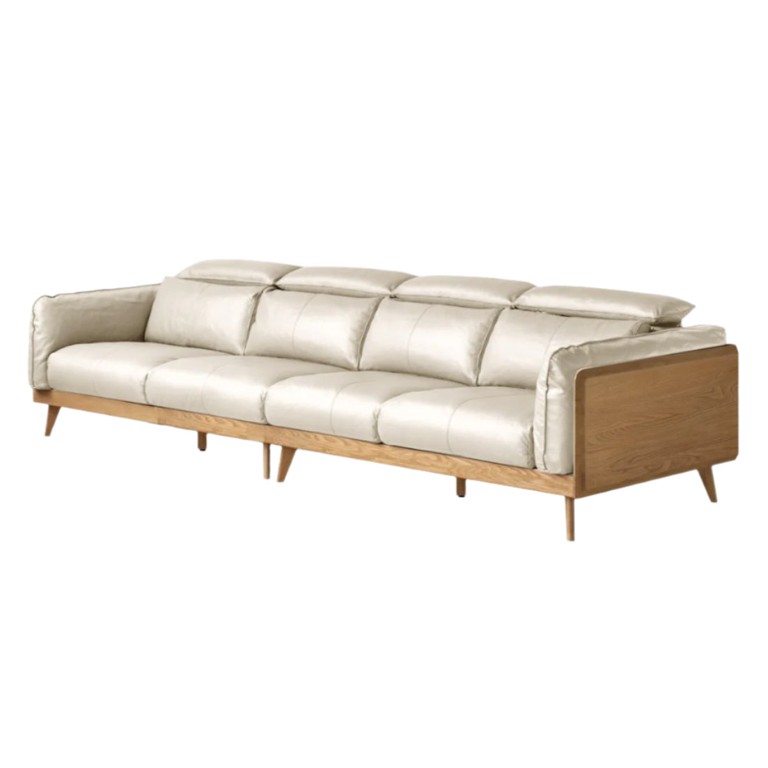 Oak Solid Wood Modern Straight Row Down Sofa