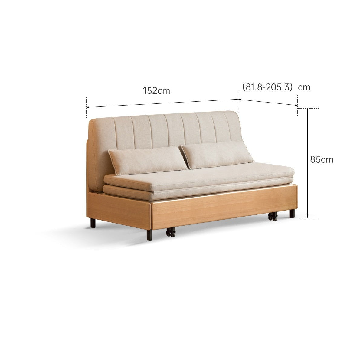 Beech solid wood retractable fabric sofa bed+
