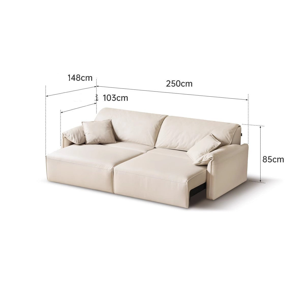 Electric sofa bed foldable dual-purpose cream style white elephant ear retractable sofa+