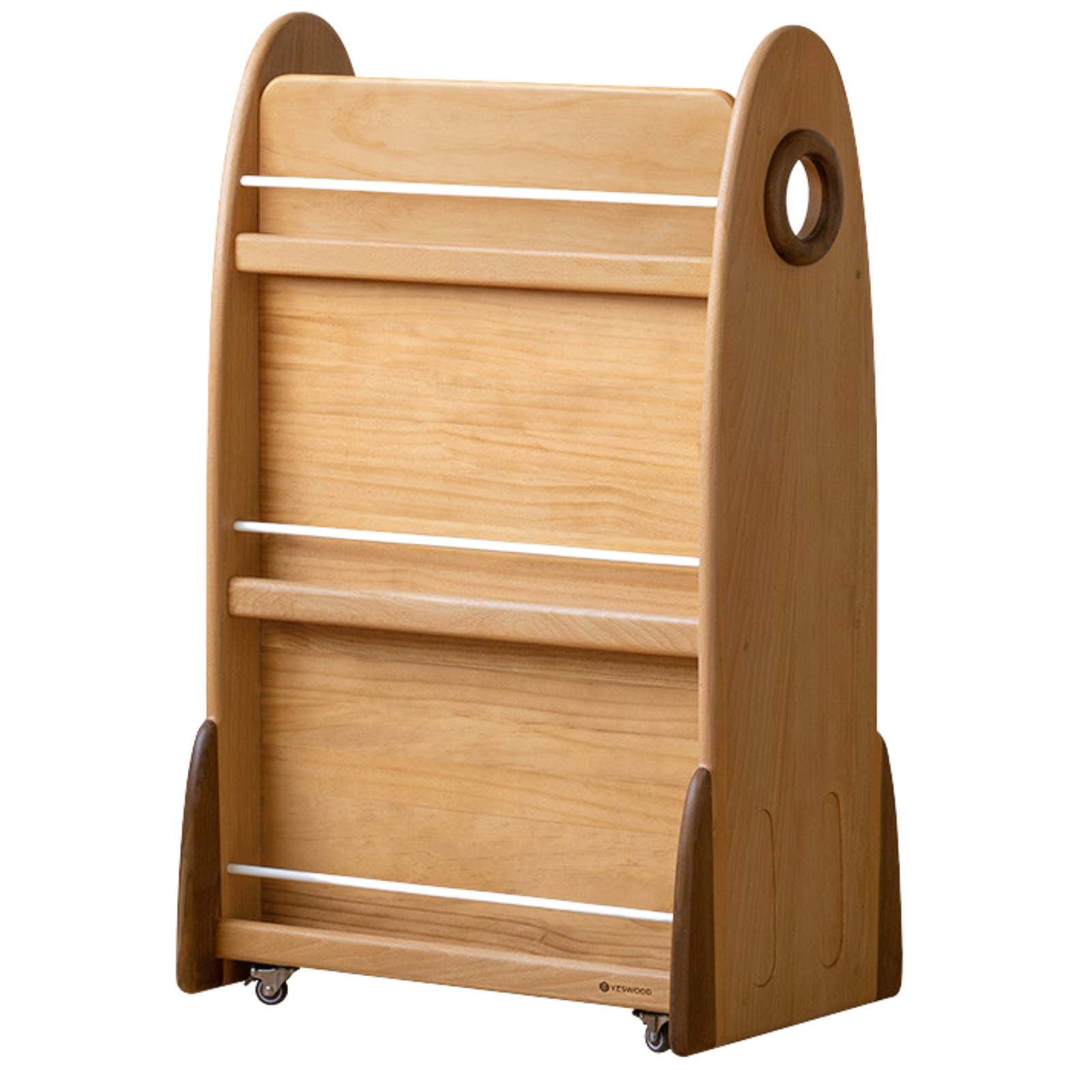 Beech Solid Wood Movable Double-Sided Floor-Standing Storage Children's Rack